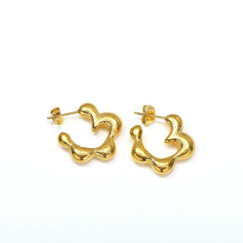 Gold Titanium Steel Hoop Earrings