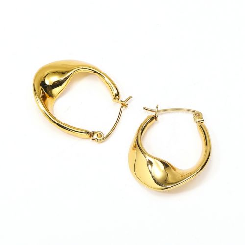 Gold Titanium Steel Hoop Earrings