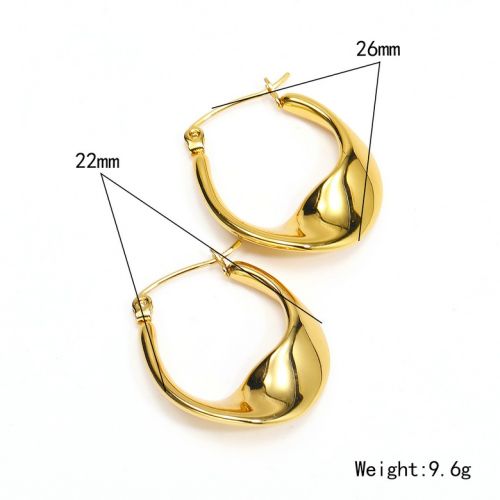 Gold Titanium Steel Hoop Earrings