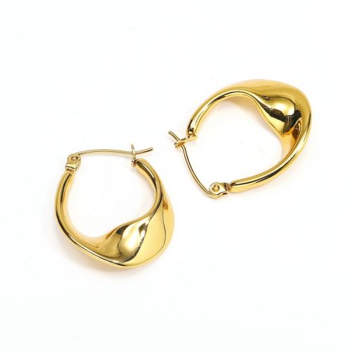 Gold Titanium Steel Hoop Earrings