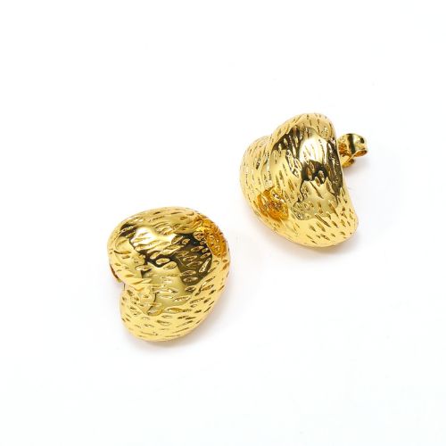 Gold Titanium Steel Texture Earrings