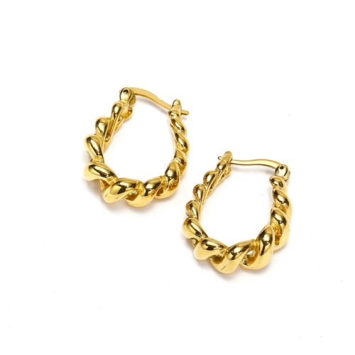 Gold Titanium Steel Hoop Earrings