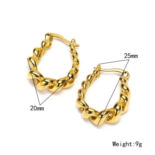 Gold Titanium Steel Hoop Earrings