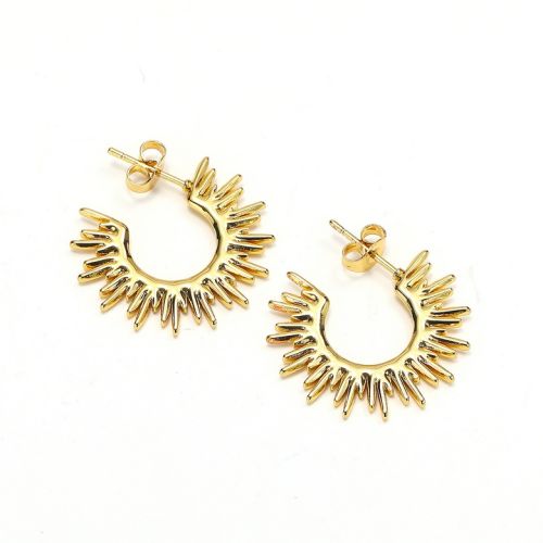 Gold Titanium Steel Hoop Earrings