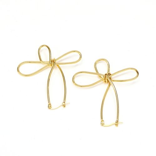 Gold Titanium Steel Long Earrings