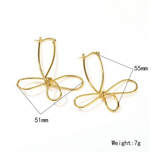 Gold Titanium Steel Long Earrings