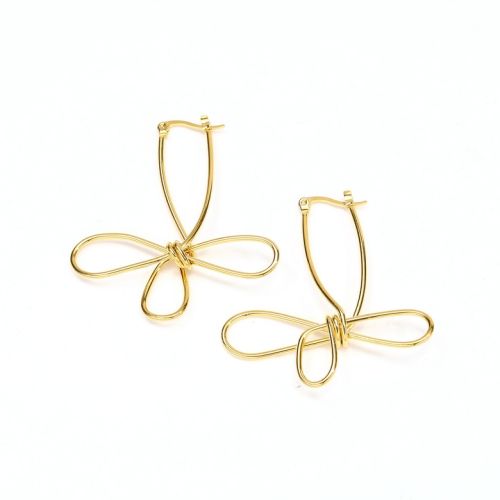 Gold Titanium Steel Long Earrings