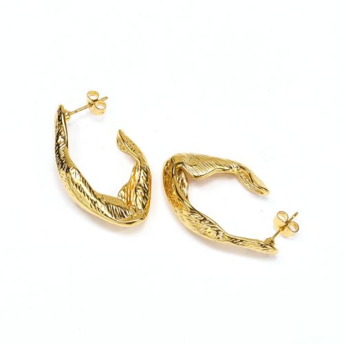 Gold Titanium Steel Hoop Earrings