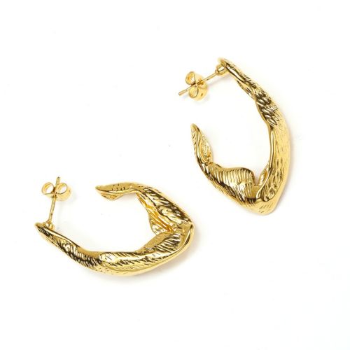 Gold Titanium Steel Hoop Earrings