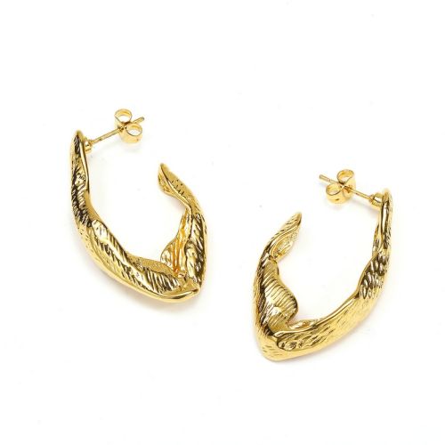 Gold Titanium Steel Hoop Earrings