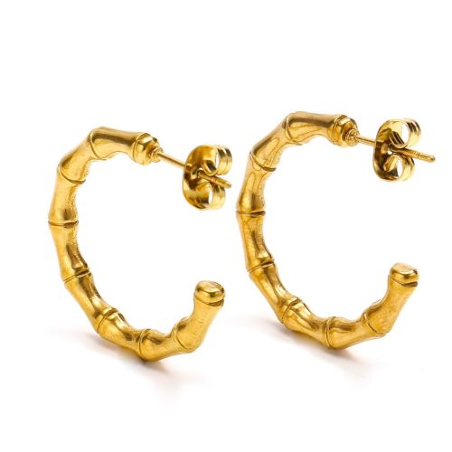 Gold Titanium Steel Hoop Earrings