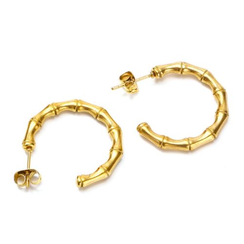 Gold Titanium Steel Hoop Earrings