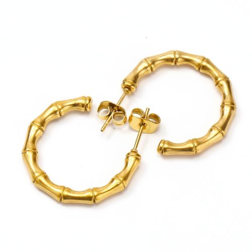 Gold Titanium Steel Hoop Earrings