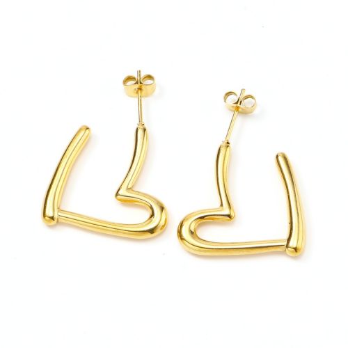 Gold Titanium Steel Hoop Earrings