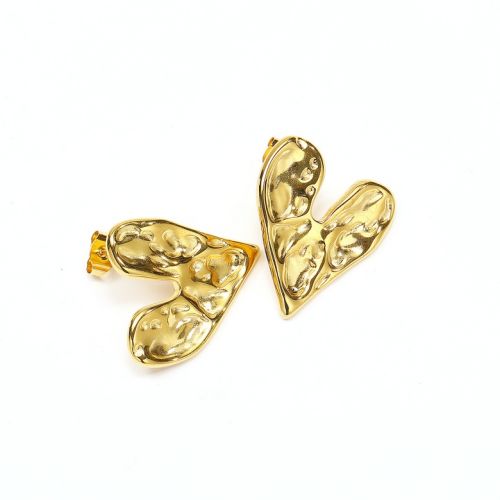 Gold Titanium Steel Texture Earrings