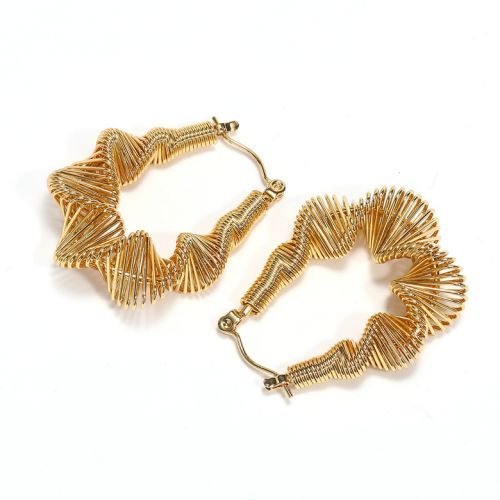 Gold Titanium Steel Hoop Earrings