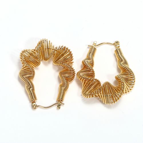 Gold Titanium Steel Hoop Earrings