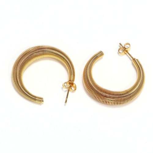 Gold Titanium Steel Hoop Earrings