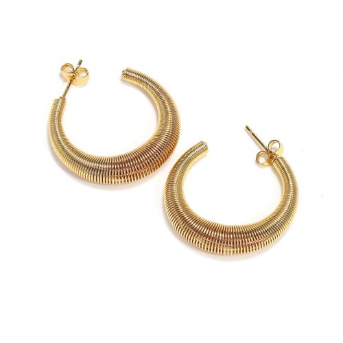 Gold Titanium Steel Hoop Earrings