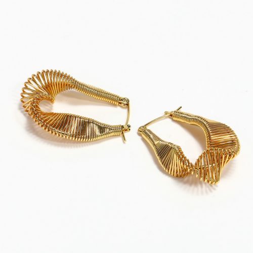 Gold Titanium Steel Hoop Earrings