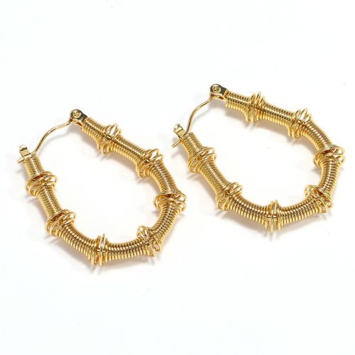 Gold Titanium Steel Hoop Earrings