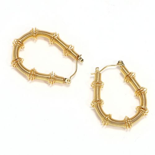 Gold Titanium Steel Hoop Earrings