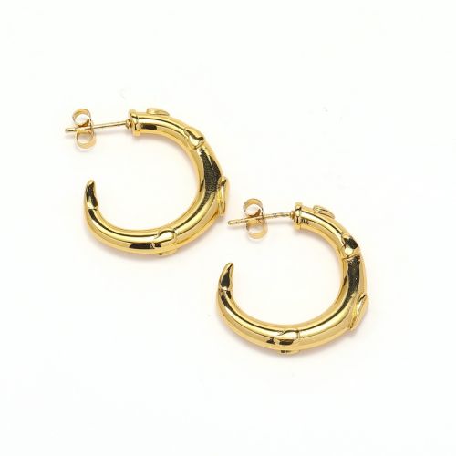 Gold Titanium Steel Hoop Earrings