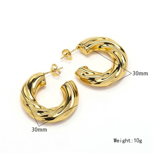 Gold Titanium Steel Hoop Earrings