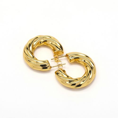 Gold Titanium Steel Hoop Earrings