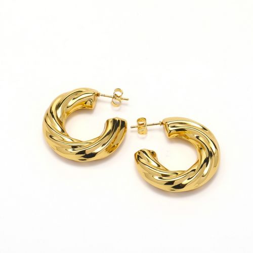 Gold Titanium Steel Hoop Earrings