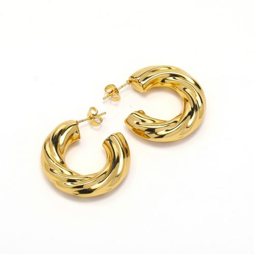 Gold Titanium Steel Hoop Earrings