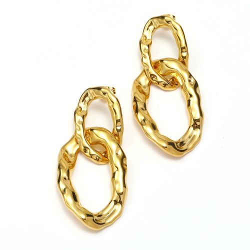 Gold Titanium Steel Texture Earrings