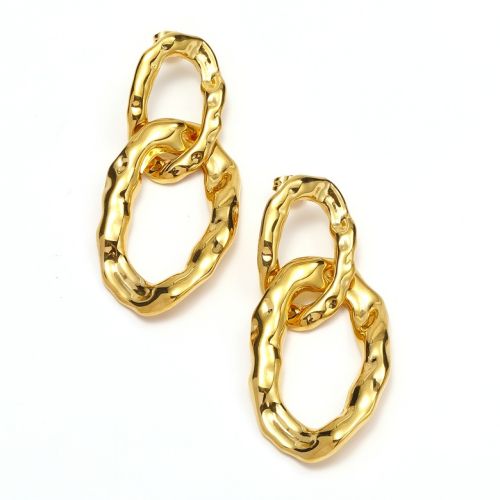 Gold Titanium Steel Texture Earrings