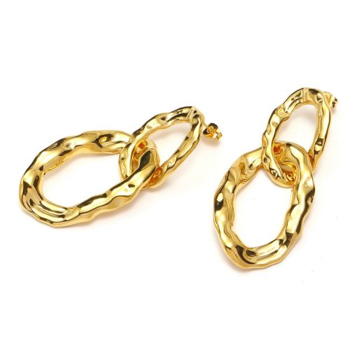 Gold Titanium Steel Texture Earrings