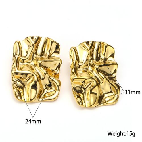 Gold Titanium Steel Texture Earrings