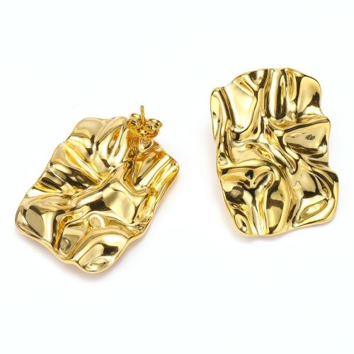 Gold Titanium Steel Texture Earrings