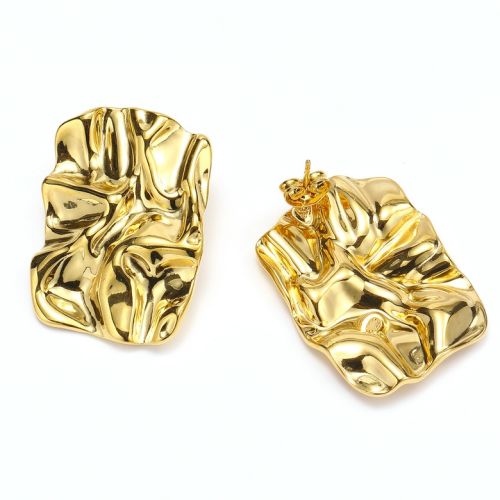 Gold Titanium Steel Texture Earrings