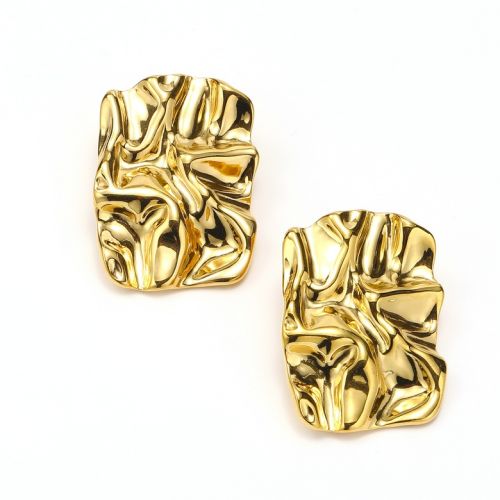 Gold Titanium Steel Texture Earrings