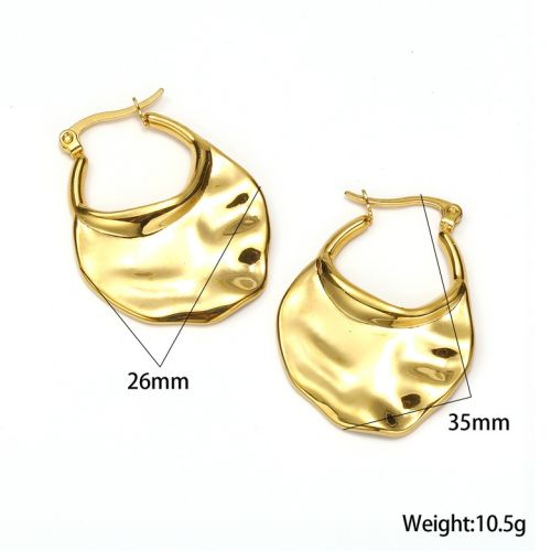 Gold Titanium Steel Texture Earrings