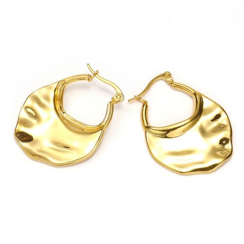 Gold Titanium Steel Texture Earrings