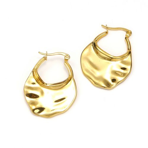 Gold Titanium Steel Texture Earrings