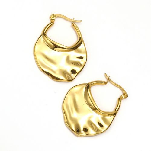 Gold Titanium Steel Texture Earrings