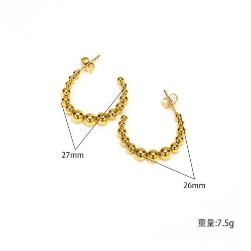 Gold Titanium Steel Hoop Earrings