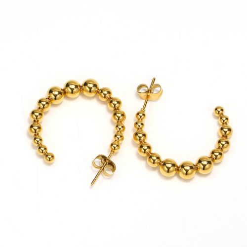 Gold Titanium Steel Hoop Earrings