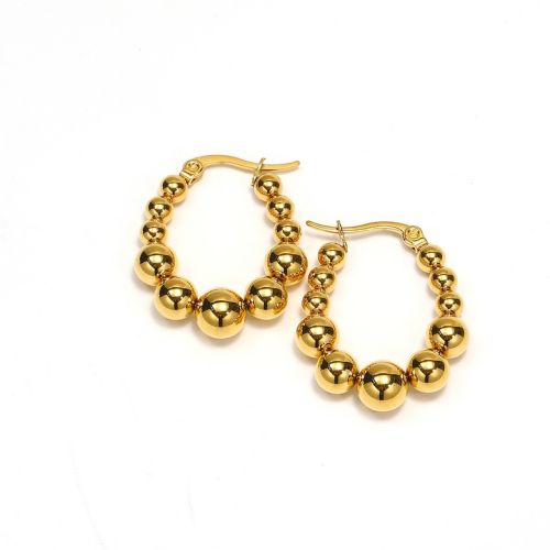 Gold Titanium Steel Hoop Earrings