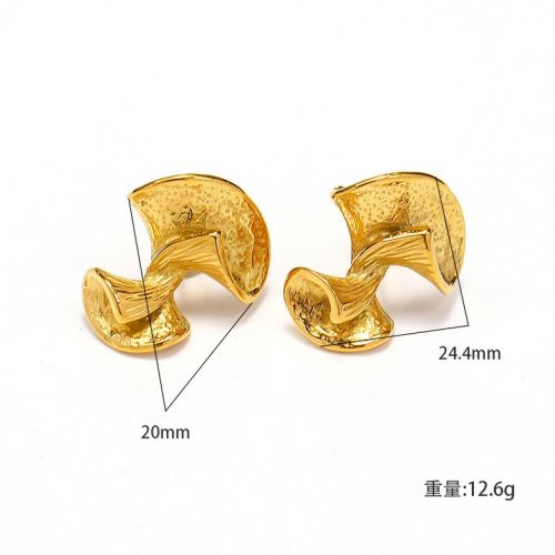 Gold Titanium Steel Texture Earrings