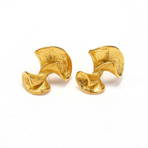 Gold Titanium Steel Texture Earrings