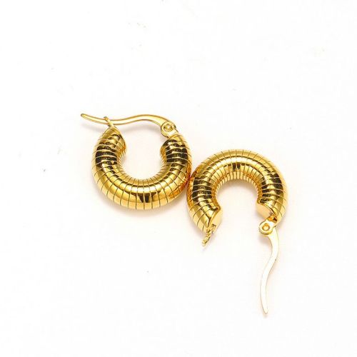 Gold Titanium Steel Hoop Earrings