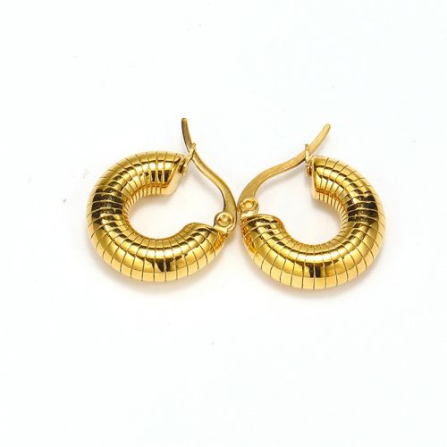 Gold Titanium Steel Hoop Earrings