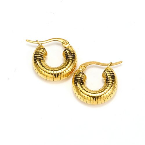 Gold Titanium Steel Hoop Earrings